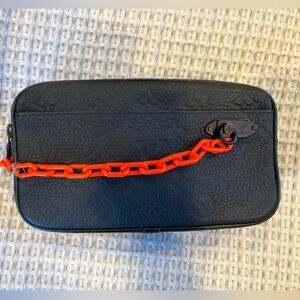LOUIS VUITTON Black belt bag  with Red Chain and belt